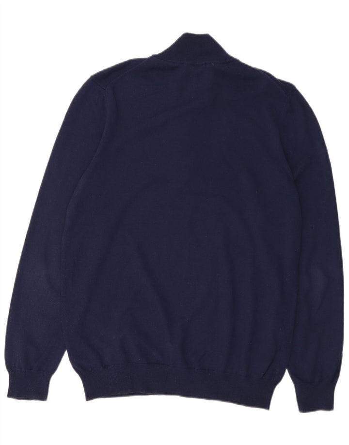 Lyle & Scott Maglione da uomo con zip e collo in cotone medio blu navy