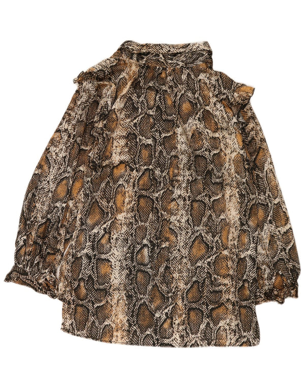 Camicetta oversize a maniche lunghe da donna Zara UK 6 XS marrone stampa animalier
