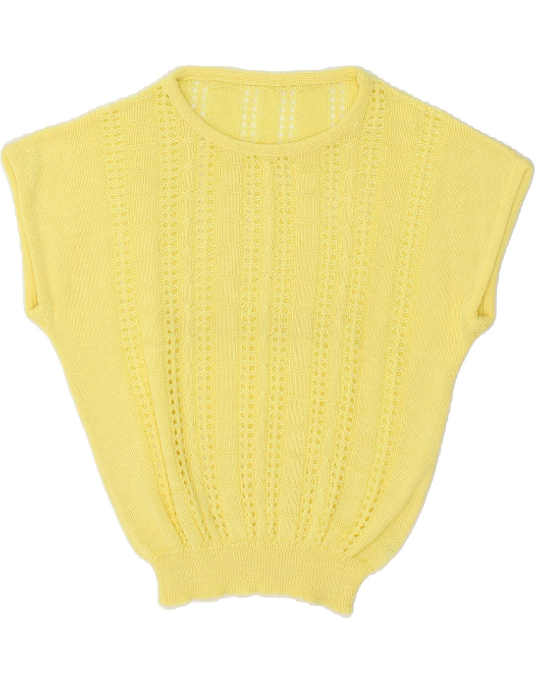 VINTAGE Womens Batwing Boat Neck Jumper Sweater UK 12 Medium Yellow Vintage Vintage and Second-Hand Vintage from Messina Hembry 