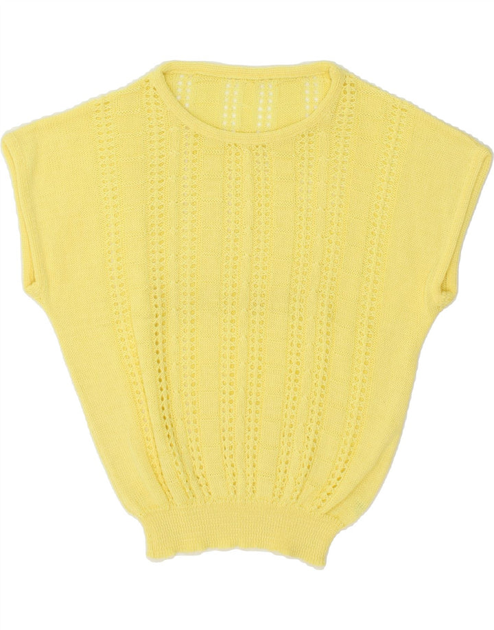 VINTAGE Womens Batwing Boat Neck Jumper Sweater UK 12 Medium Yellow Vintage Vintage and Second-Hand Vintage from Messina Hembry 