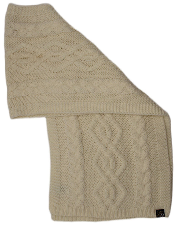 Sciarpa rettangolare da donna Superdry in maglia, taglia unica, in acrilico bianco sporco