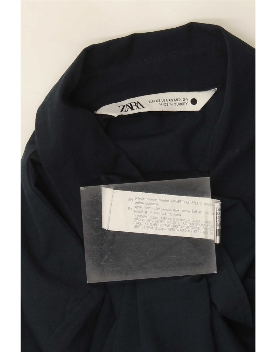 Abito chemisier oversize da donna Zara UK 6 XS poliestere blu navy