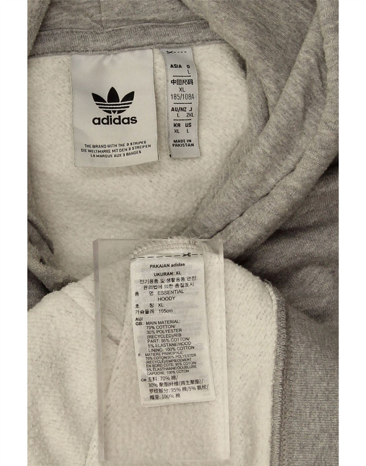 ADIDAS Mens Hoodie Jumper Large Grey Cotton