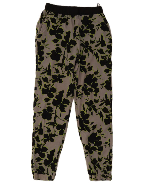 Pantaloni casual da jogging da donna Topshop UK 8 piccoli W28 L27 grigio floreale