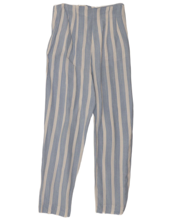 Pantaloni cropped slim fit a vita alta da donna Zara XS W24 L26 a righe blu
