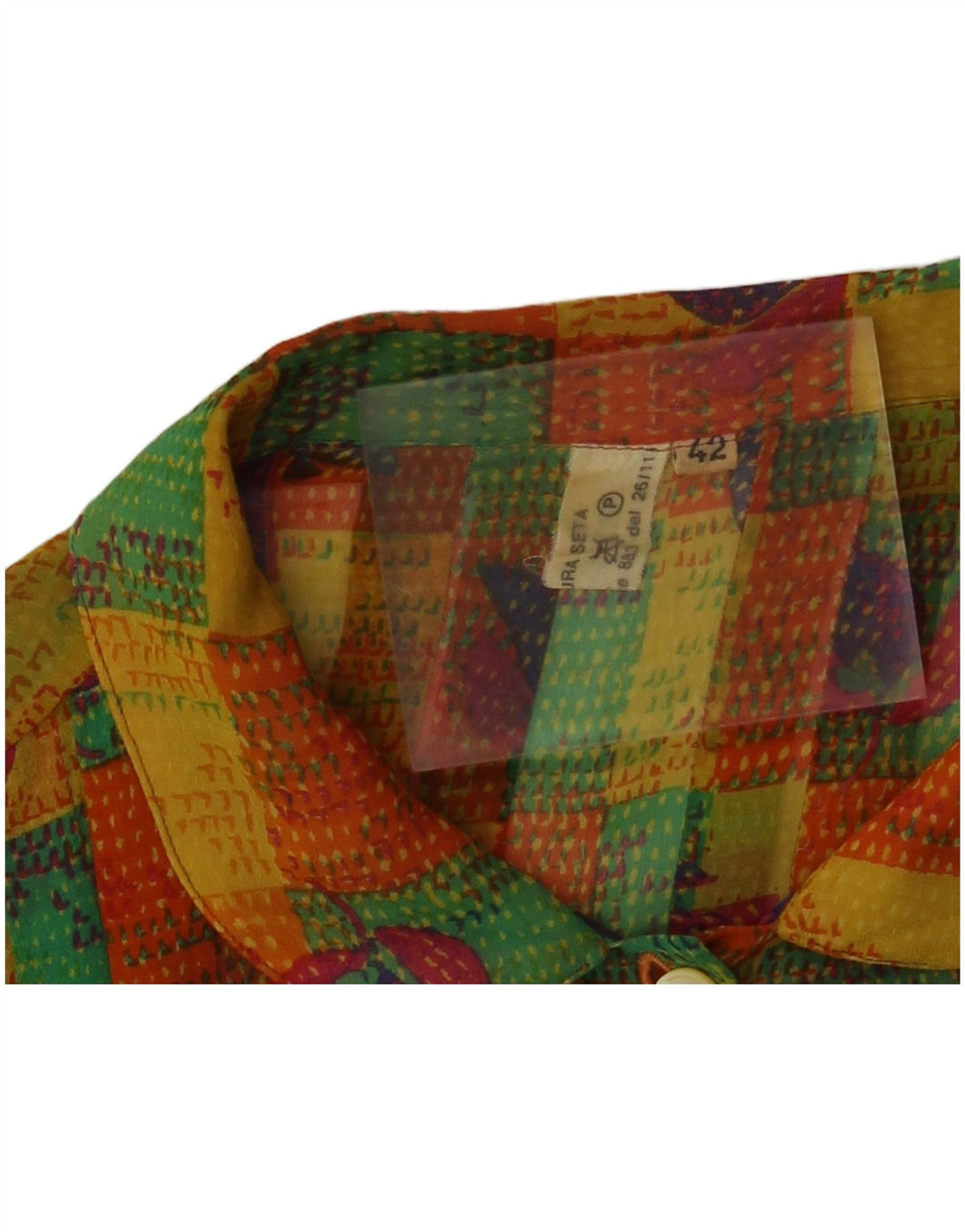 Camicetta Camicia Donna VINTAGE IT 42 Patchwork Medio Multicolore