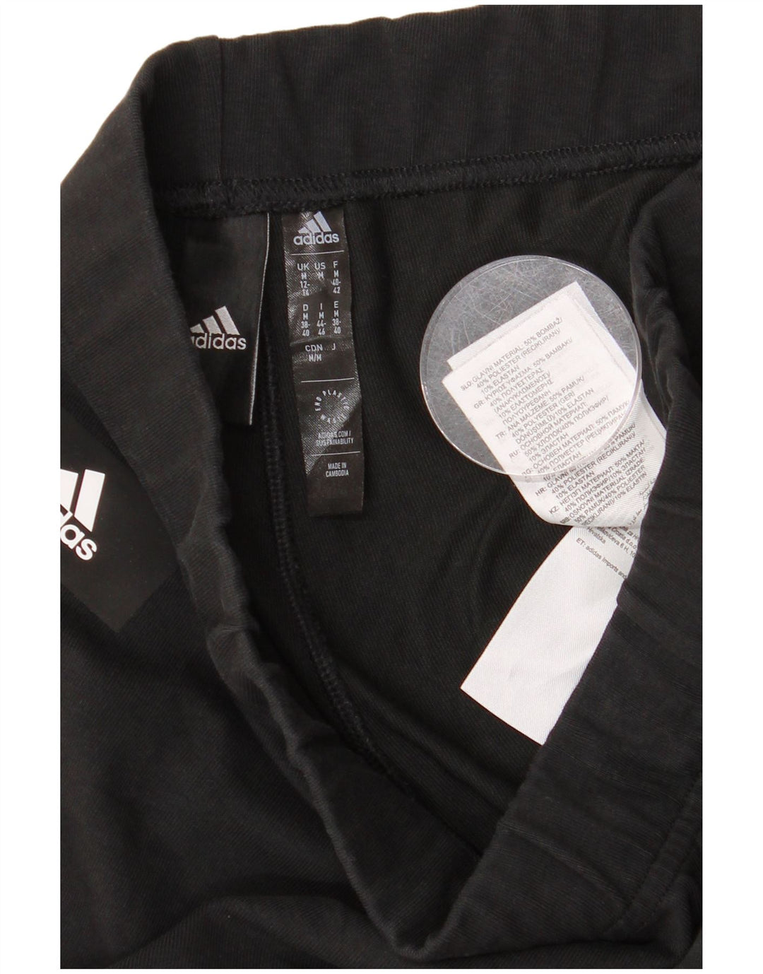 Leggings grafici da donna Adidas UK 12/14 cotone nero medio