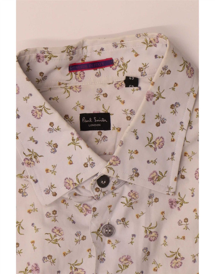 Camicia da uomo Paul Smith taglia 43 17 XL floreale bianca