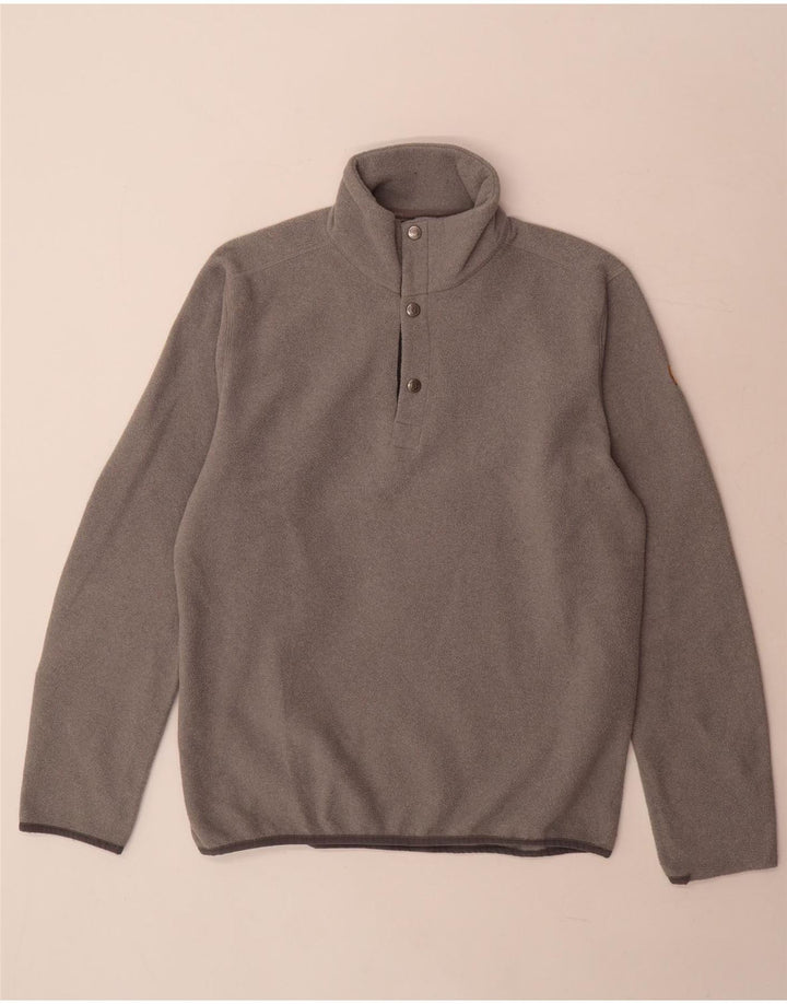 Maglione in pile da uomo Fjall Raven con bottone e collo grigio medio