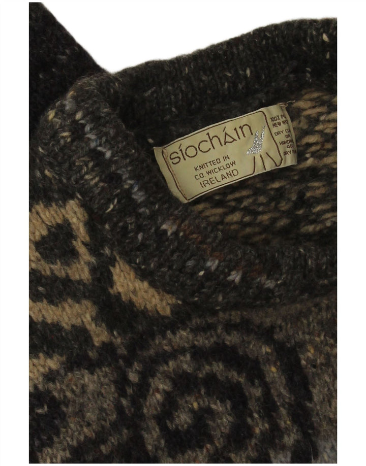 Maglione da donna con scollo a barca Siochain UK 14 Lana nuova a righe grigie grandi