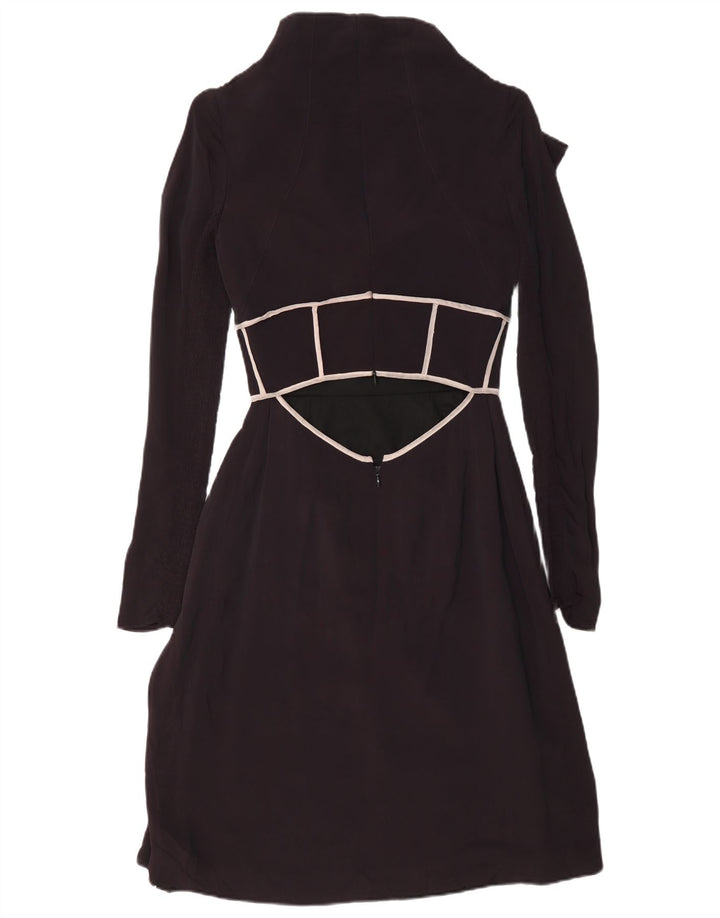 Abito lungo da donna vintage a maniche lunghe IT 40 piccolo nero