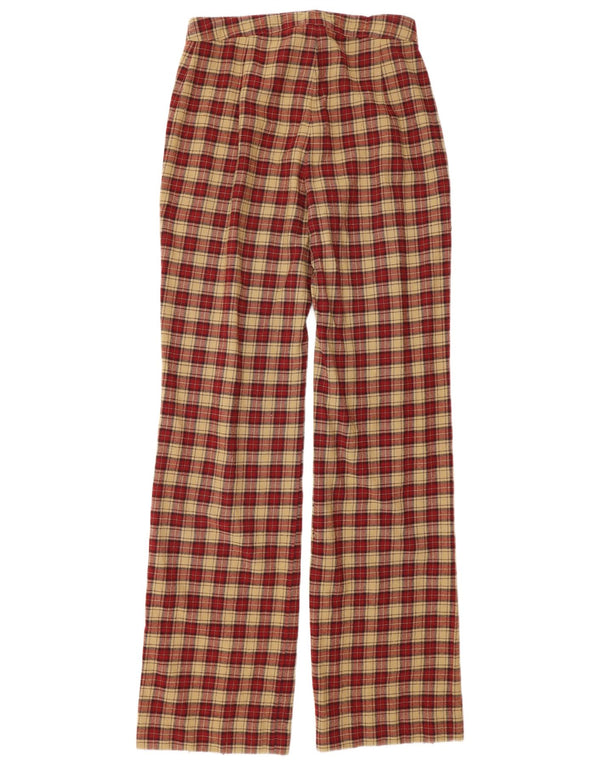 Pantaloni casual vintage da donna dritti e vestibilità comoda W26 L32 a quadri beige