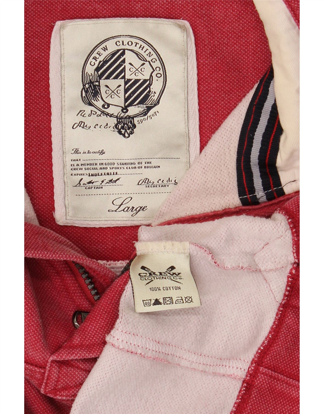 Crew Clothing Felpa da uomo con collo con zip, maglione grande, cotone rosso