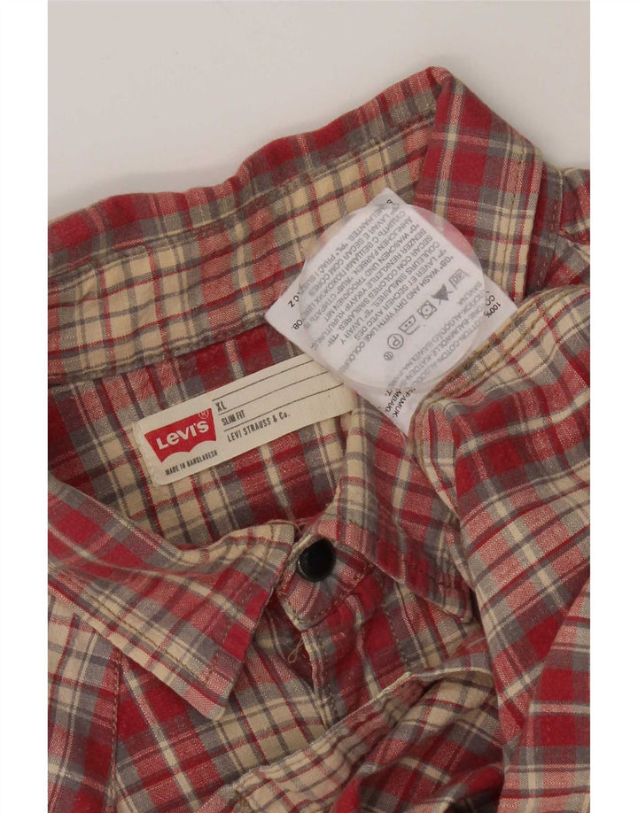 Camicia Levi's da uomo slim fit western XL in cotone rosso