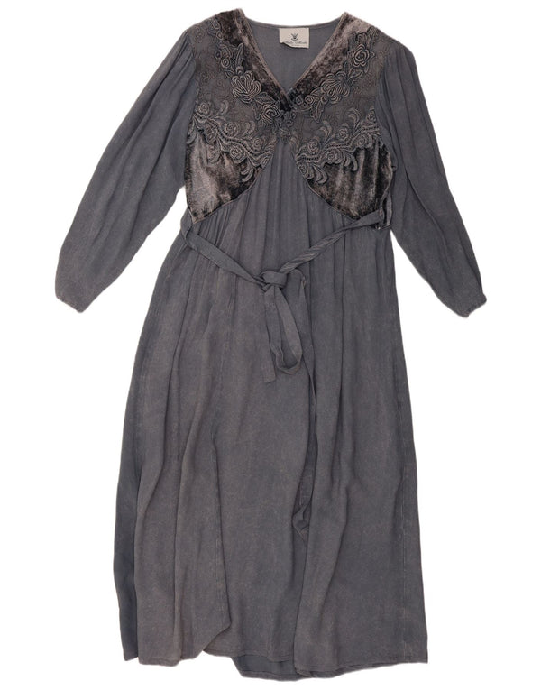 STELLA MODA Abito lungo da donna a maniche lunghe UK 12 Grigio medio