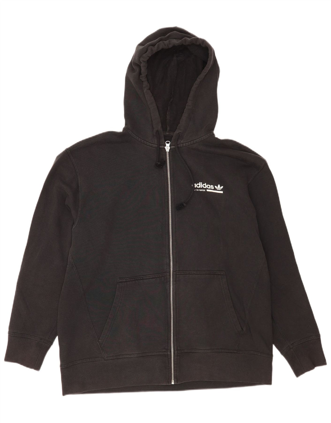 Maglione con cappuccio e zip grafica da uomo Adidas in cotone nero medio
