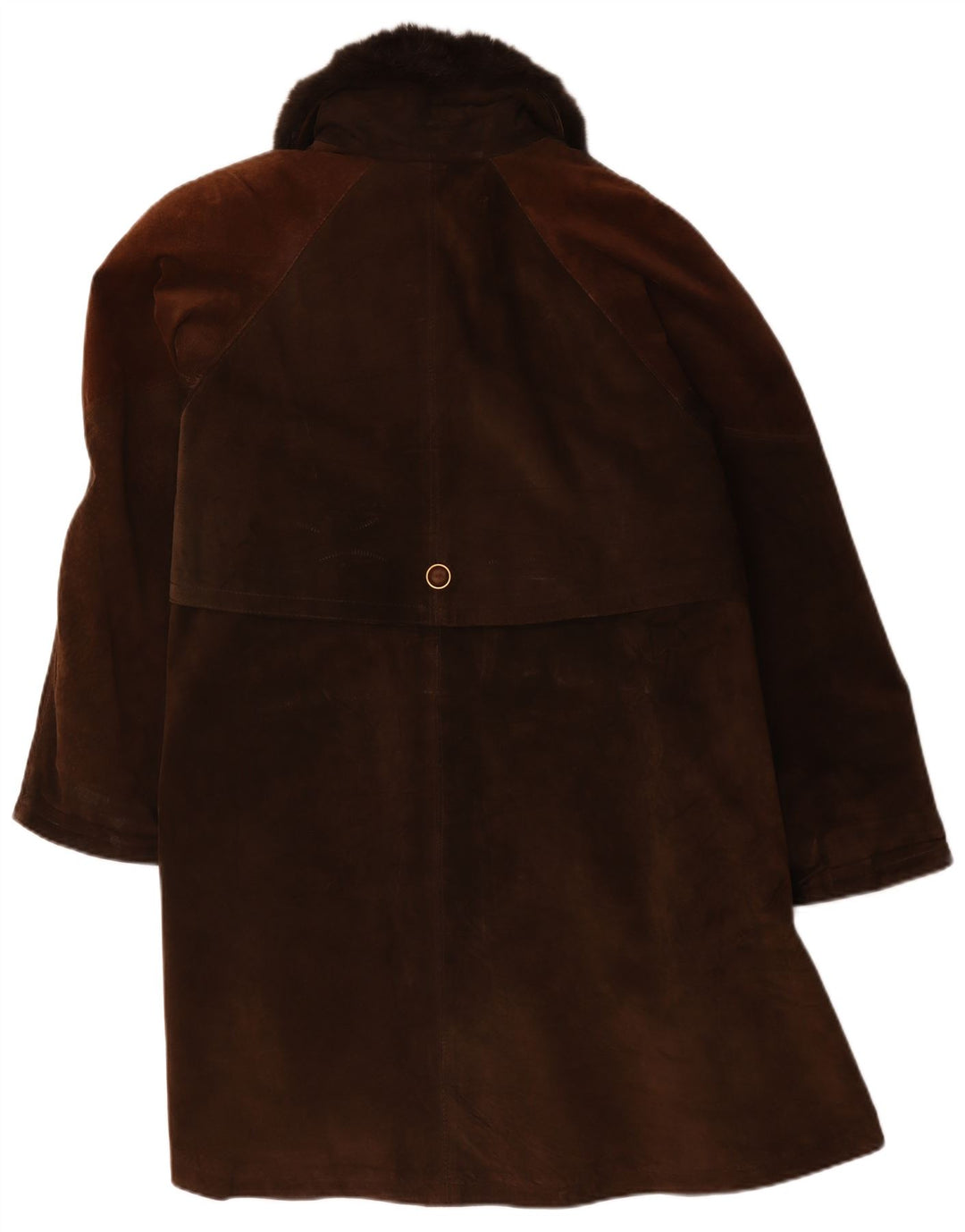 Soprabito oversize in pelle scamosciata vintage da donna IT 44 in pelle marrone medio