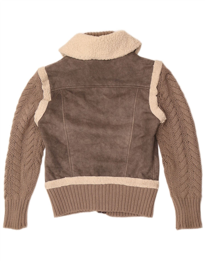 Giubbotto bomber Sherpa lavorato a maglia da donna Gaudi IT 46 Large Grigio Poliestere