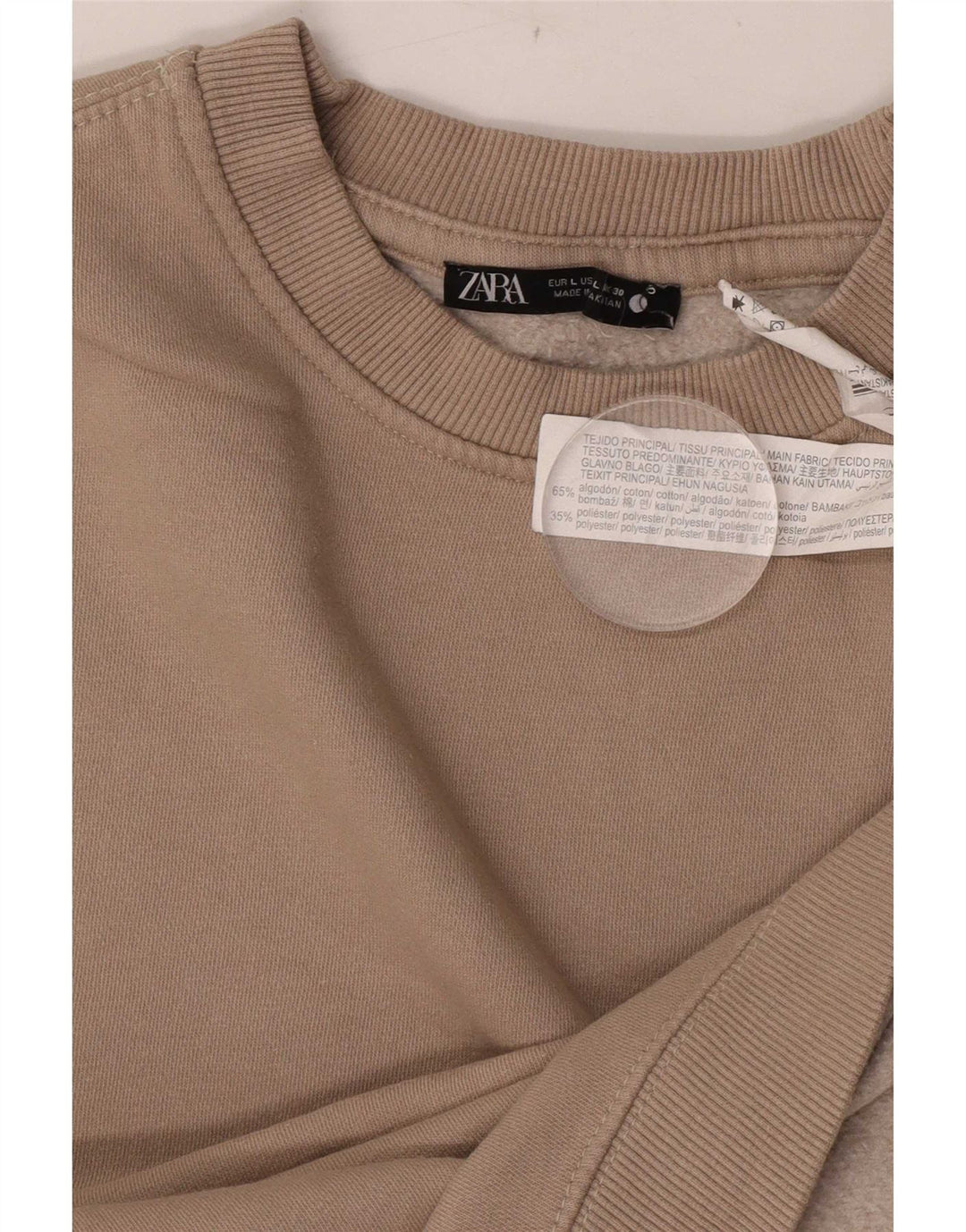 Felpa Zara da donna maglione UK 14 grande cotone marrone