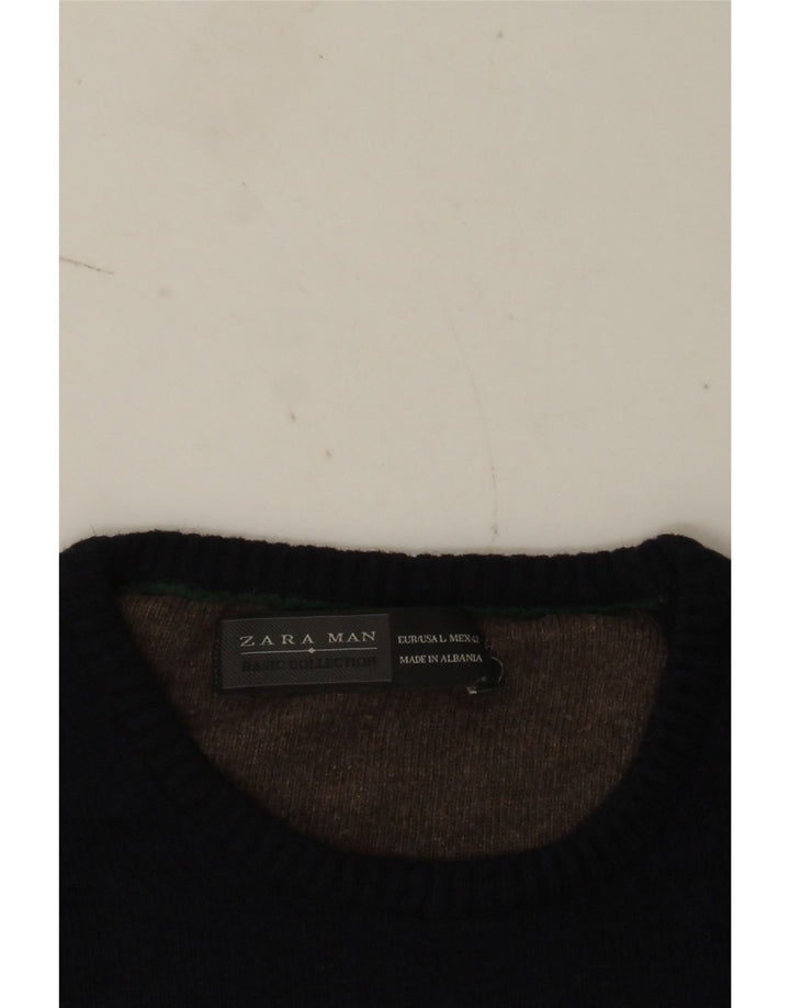 Maglione maglione girocollo da uomo Zara grande blu navy