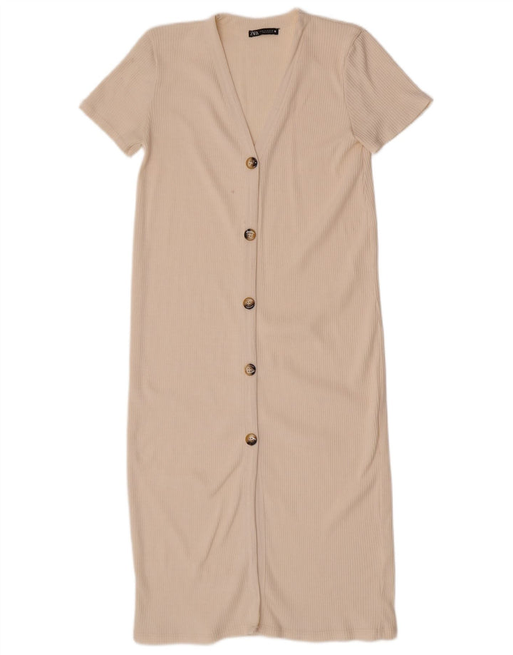 Vestito aderente da donna Zara UK 12 medio bianco sporco