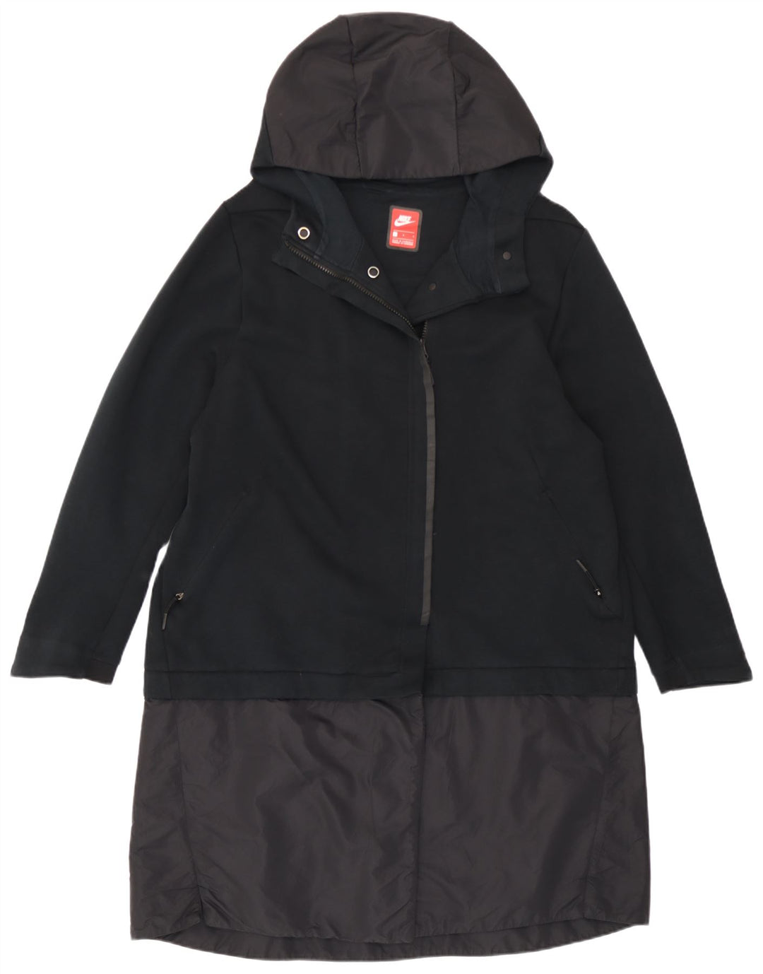 Impermeabile con cappuccio da donna Nike UK 14 grande cotone nero