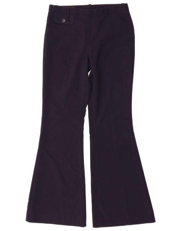 Pantaloni casual svasati da donna Zara piccoli W26 L31 poliestere blu navy