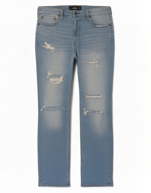 Jeans slim invecchiati Hollister da uomo W33 L32 cotone blu