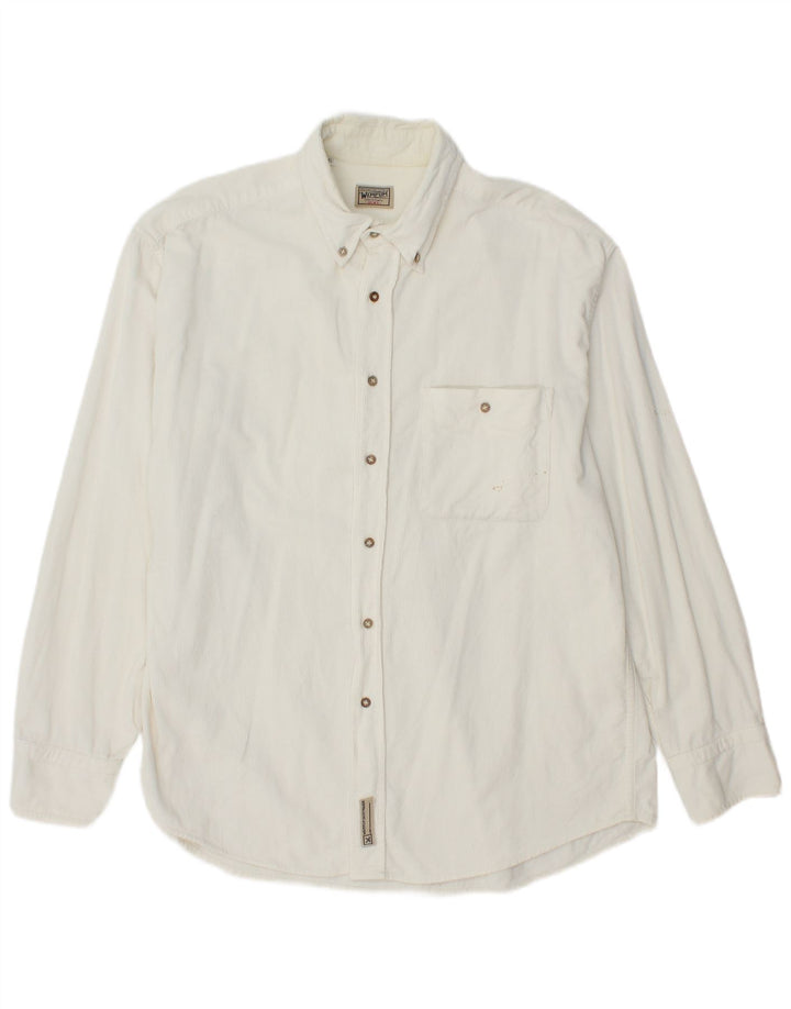 Camicia da uomo in velluto a coste WAMPUM XL bianca