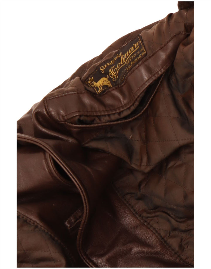 Giacca in pelle vintage da uomo UK 36 piccola marrone