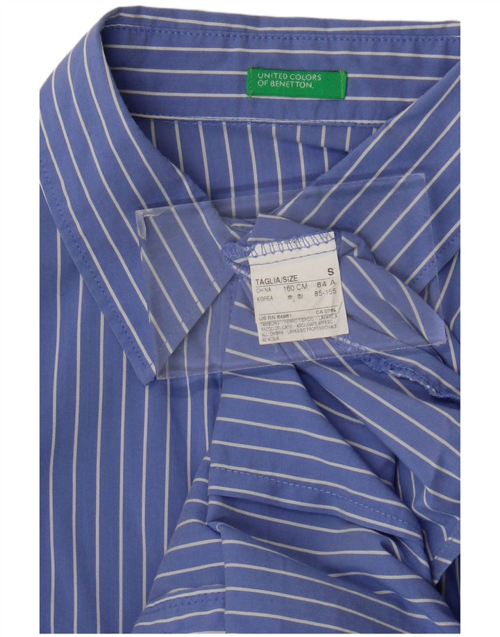 Camicia a maniche corte da donna Benetton UK 10 Small Blue Striped