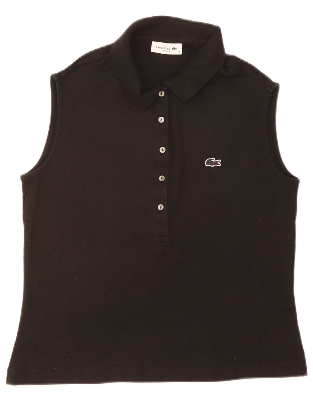 Polo da donna slim fit senza maniche Lacoste taglia 40 media nera