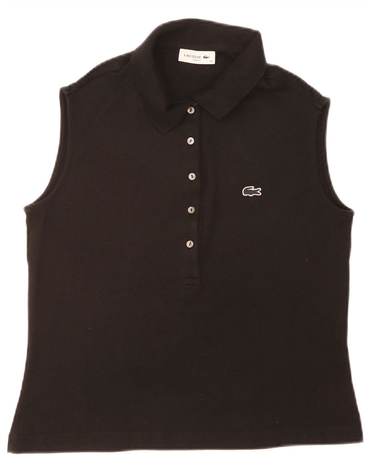 Polo da donna slim fit senza maniche Lacoste taglia 40 media nera