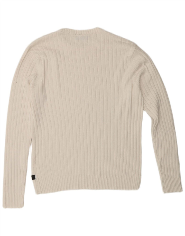 Maglione vintage da uomo girocollo piccolo in cotone bianco
