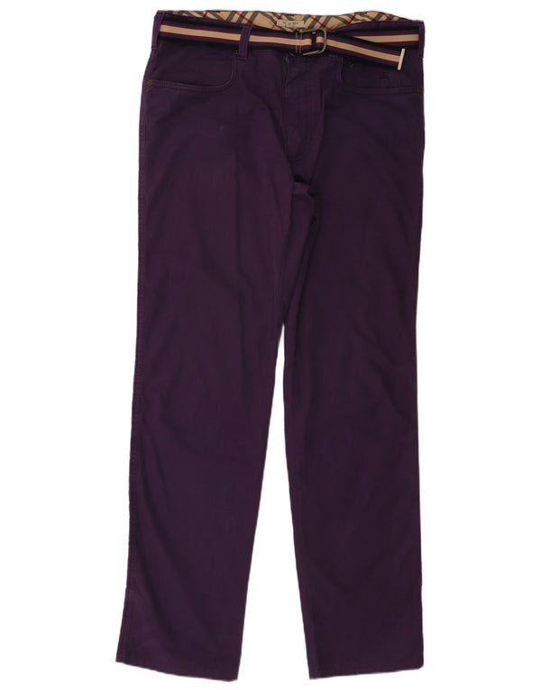 Pantaloni casual dritti da uomo Burberry W36 L32 cotone viola