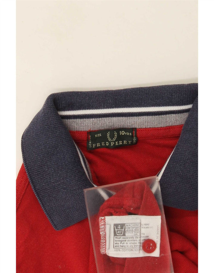 Polo Fred Perry da bambino 9-10 anni in cotone color block rosso