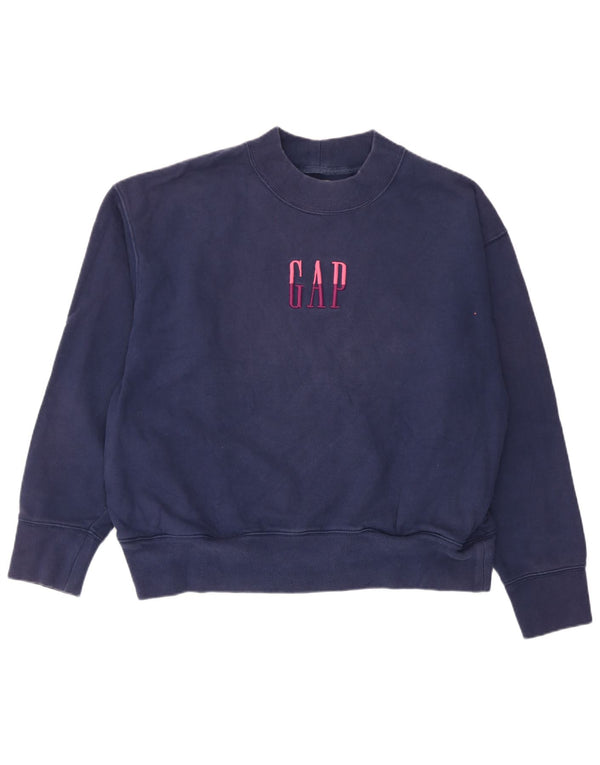 Gap Felpa con grafica da donna Maglione UK 16 Large Blu Navy Cotone