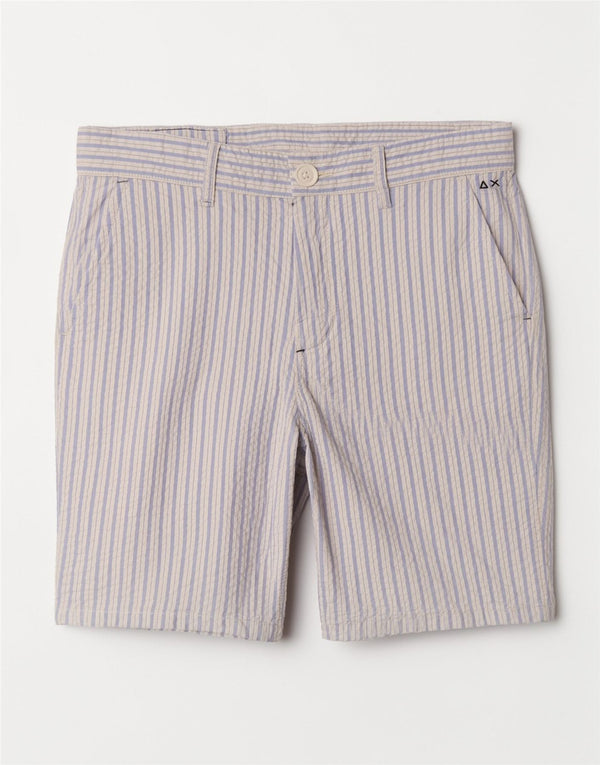 Pantaloncini chino da uomo Sun68 W31 cotone a righe blu medio
