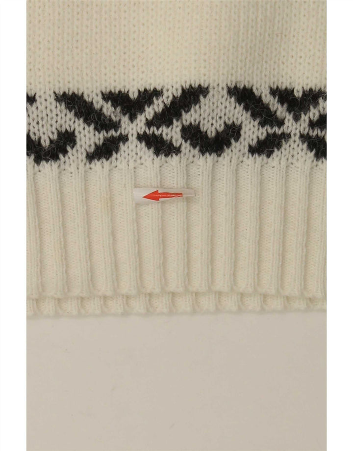 Maglione maglione girocollo vintage da uomo bianco medio Fair Isle