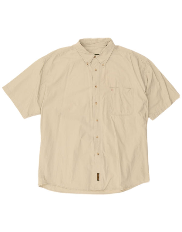 Camicia a maniche corte da uomo Timberland 2XL in cotone beige