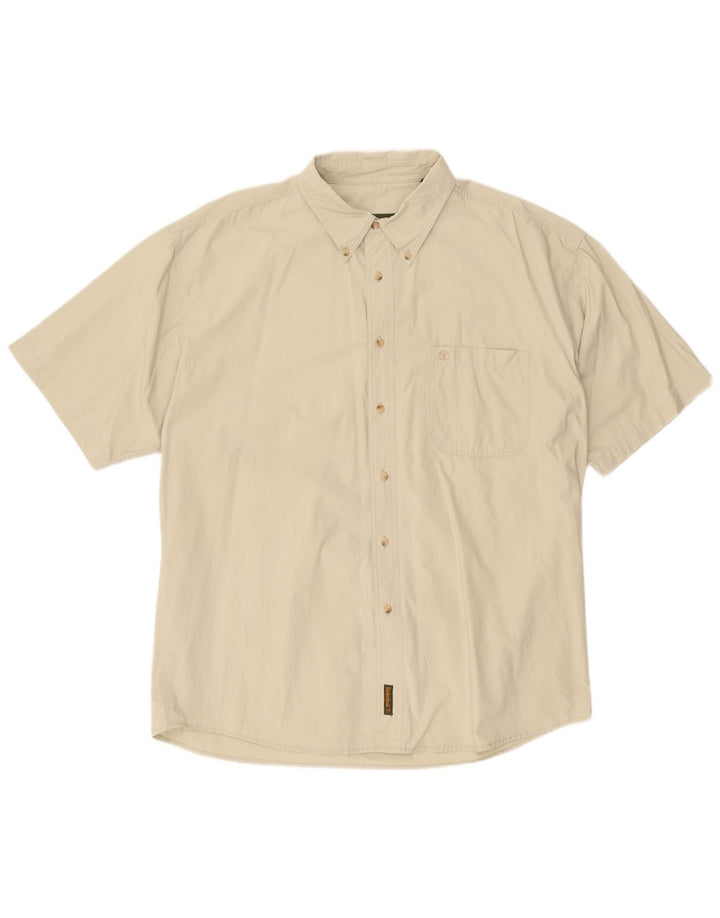 Camicia a maniche corte da uomo Timberland 2XL in cotone beige