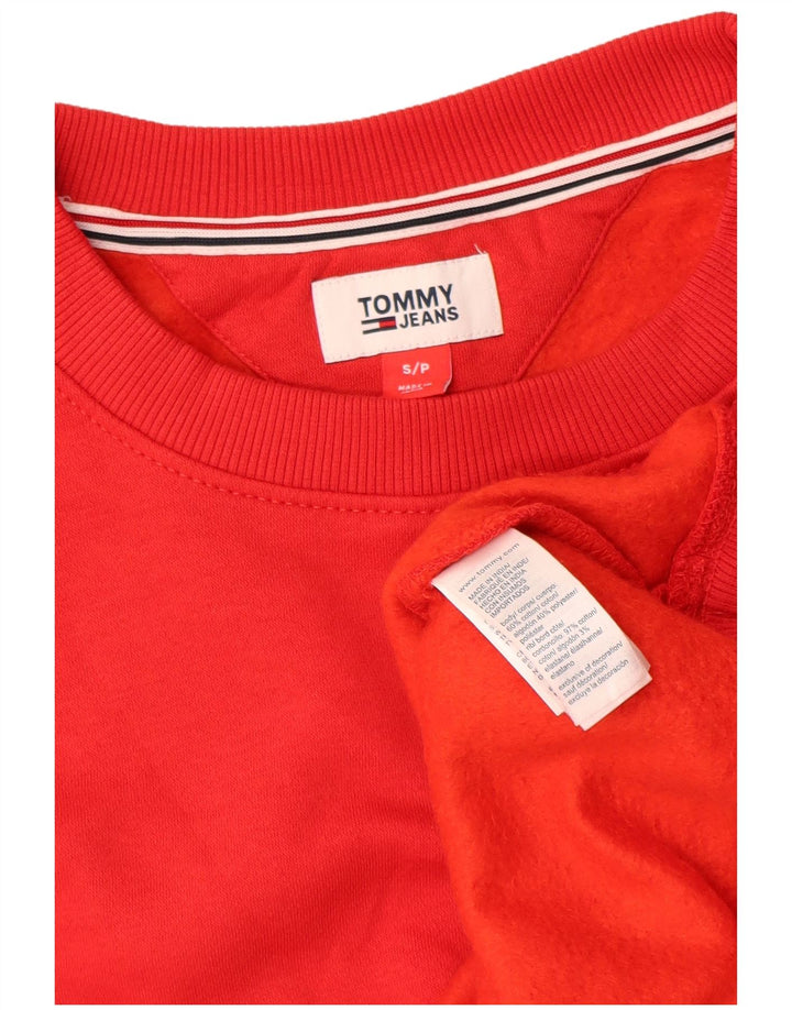 Tommy Hilfiger Donna Felpa Oversize Maglione UK 10 Piccolo Cotone Rosso