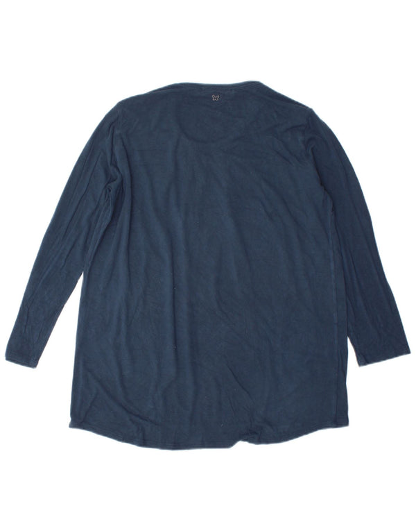 Top da weekend da donna Max Mara manica lunga UK 14 viscosa blu navy medio