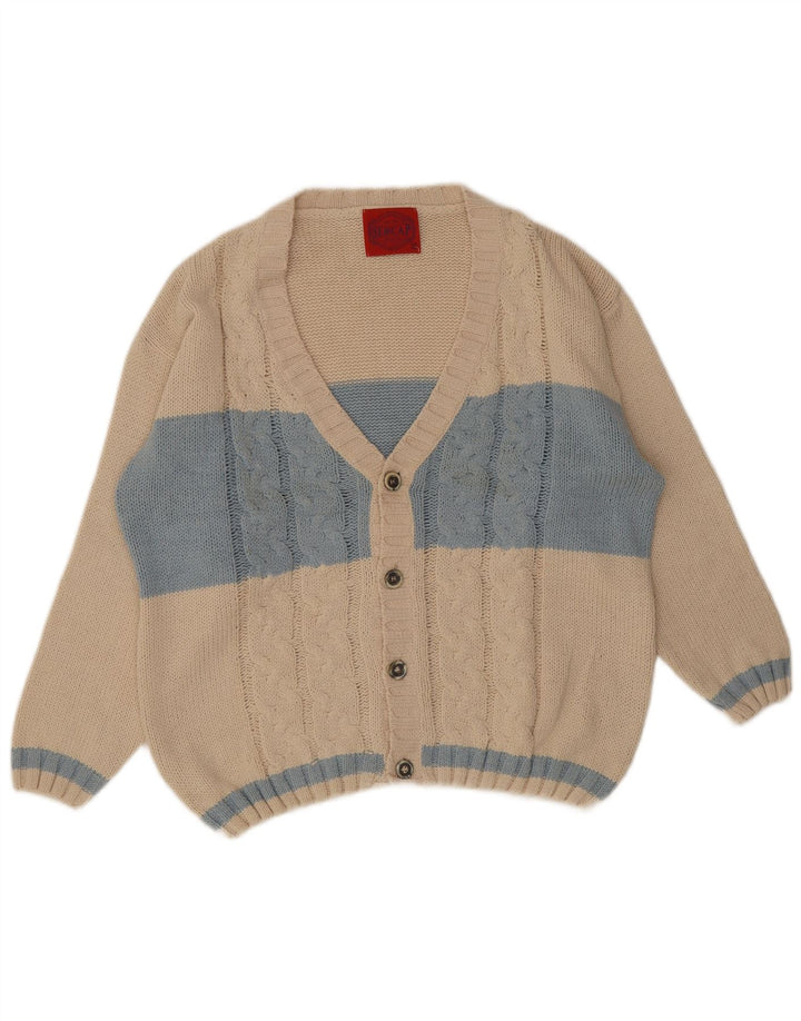 Maglione cardigan da uomo Sercap XL in cotone color block beige