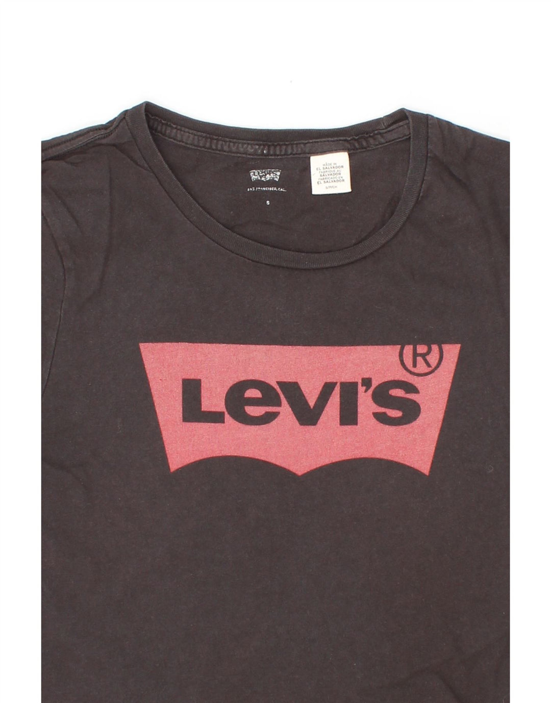 LEVI'S Womens Graphic T-Shirt Top UK 10 Small Grey Cotton Vintage Levi's and Second-Hand Levi's from Messina Hembry 