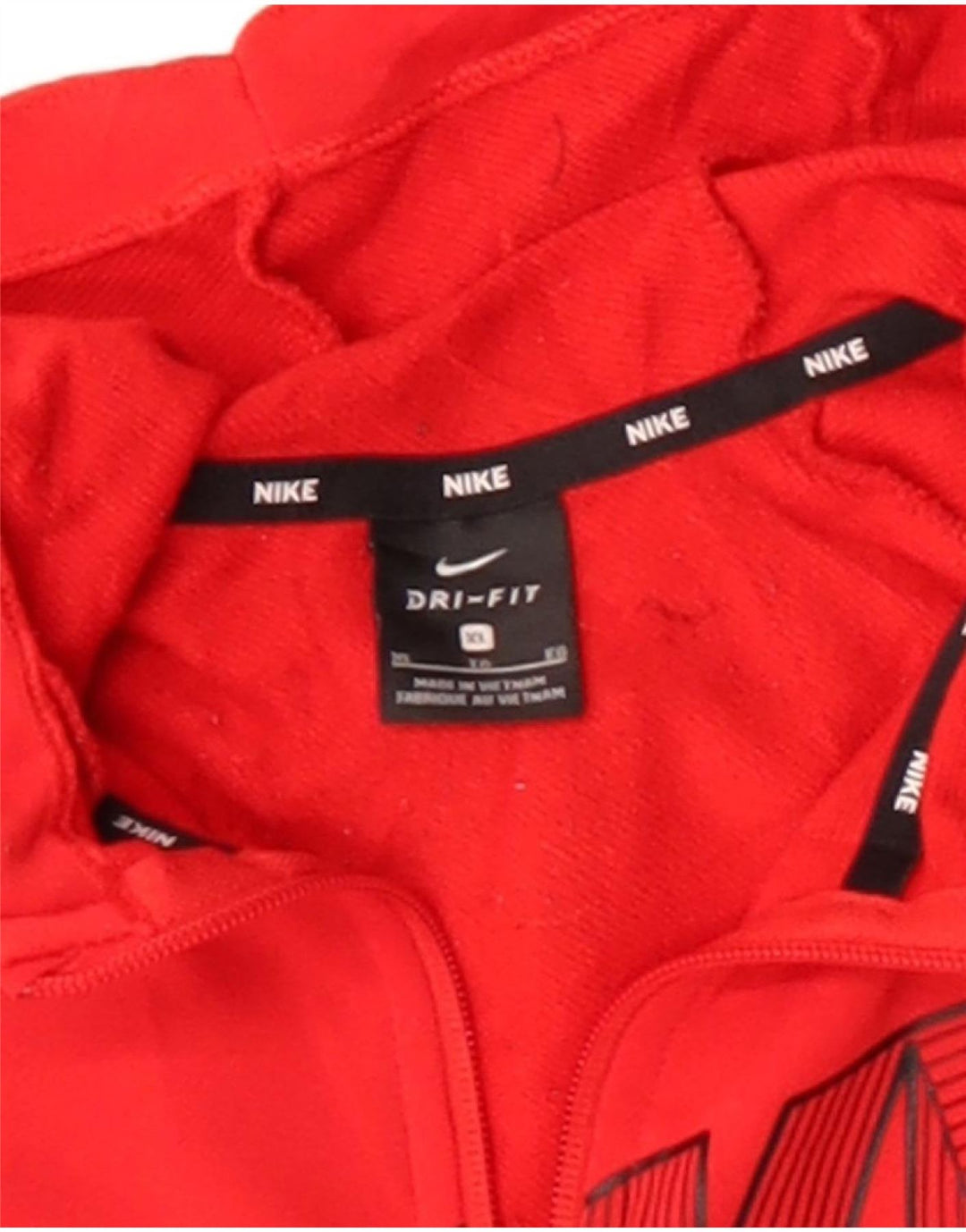 Felpa con cappuccio e zip grafica Nike Dri Fit da donna UK 18 XL poliestere rosso