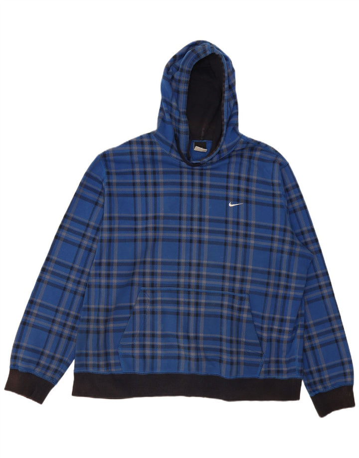 Felpa con cappuccio da uomo Nike 2XL in cotone a quadri blu