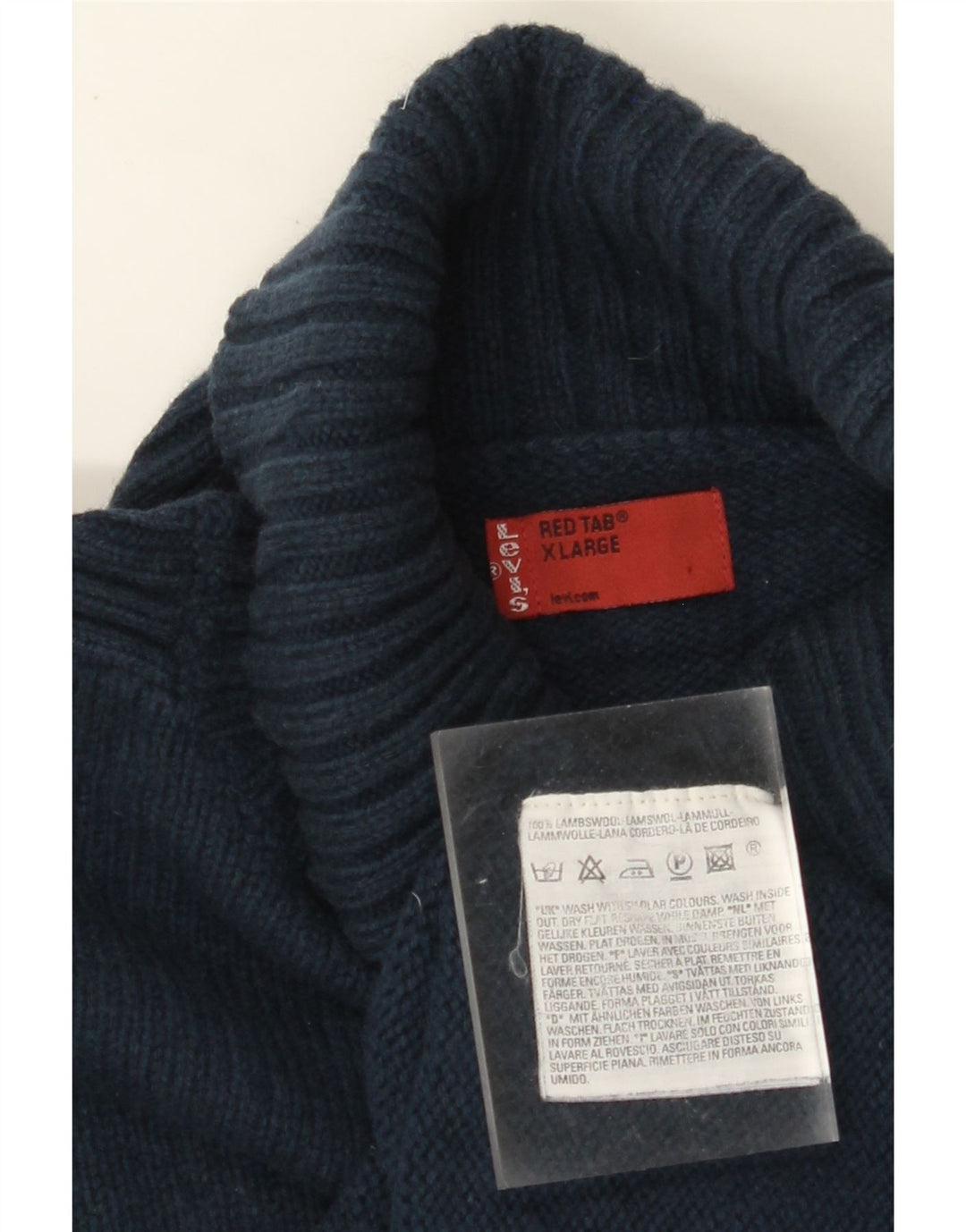 Maglione maglione collo alto da donna LEVI'S UK 18 XL Lana d'agnello blu navy