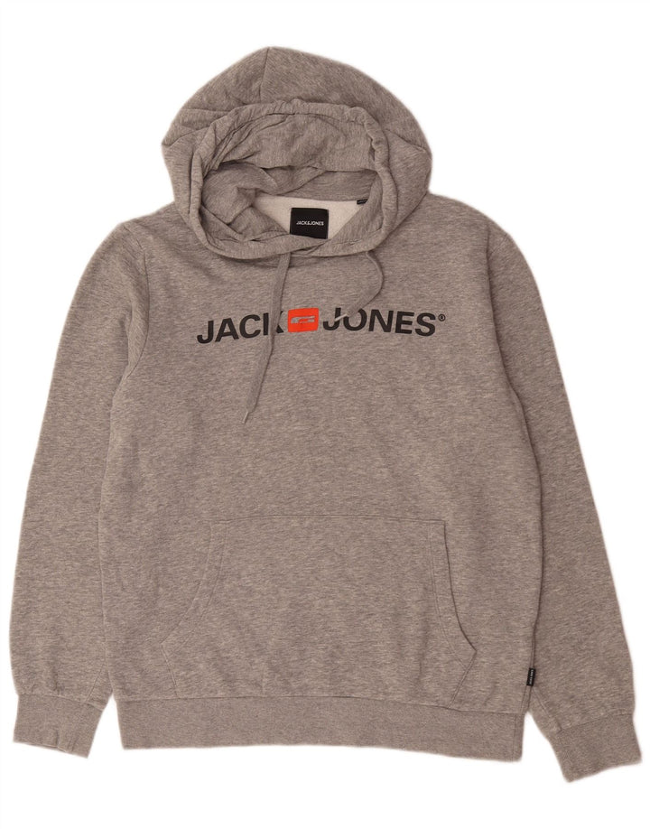 Maglione con cappuccio grafico da uomo Jack & Jones grigio medio chiazzato