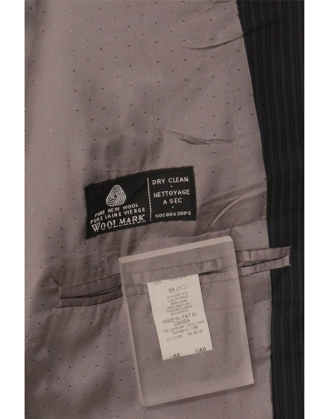 Giacca blazer lunga da uomo Calvin Klein UK 44 2XL Lana nuova gessata nera